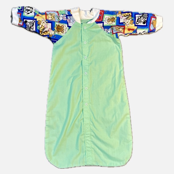 Vintage 80’s Snap Front Animal Print Lightweight Baby Bunting Bag 0-6 Months - Picture 1 of 4